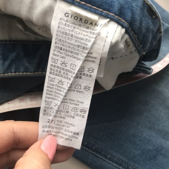 GIORDANO low rise skinny tapered light wash jeans 27 - Picture 7 of 13